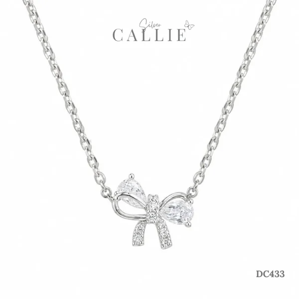 DC433 - Dây chuyền bạc Callie Silver nơ đính đá xi kim