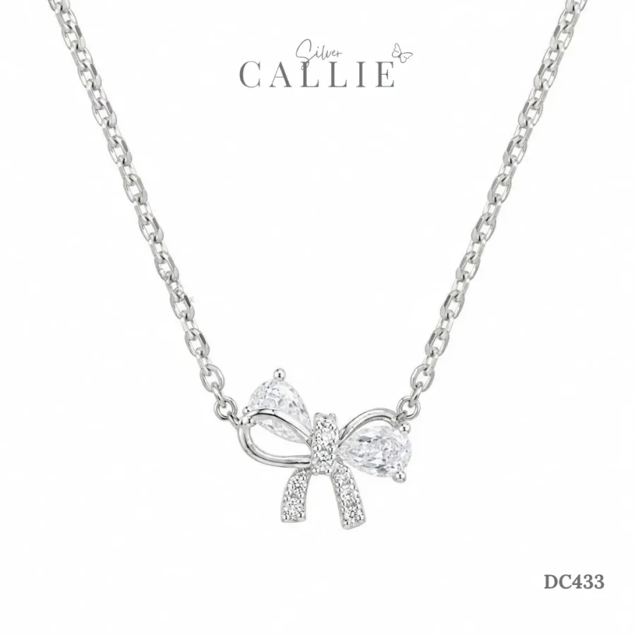 DC433 - Dây chuyền bạc Callie Silver nơ đính đá xi kim