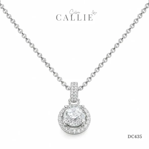 DC435 - Dây chuyền bạc Callie Silver Halo xi kim