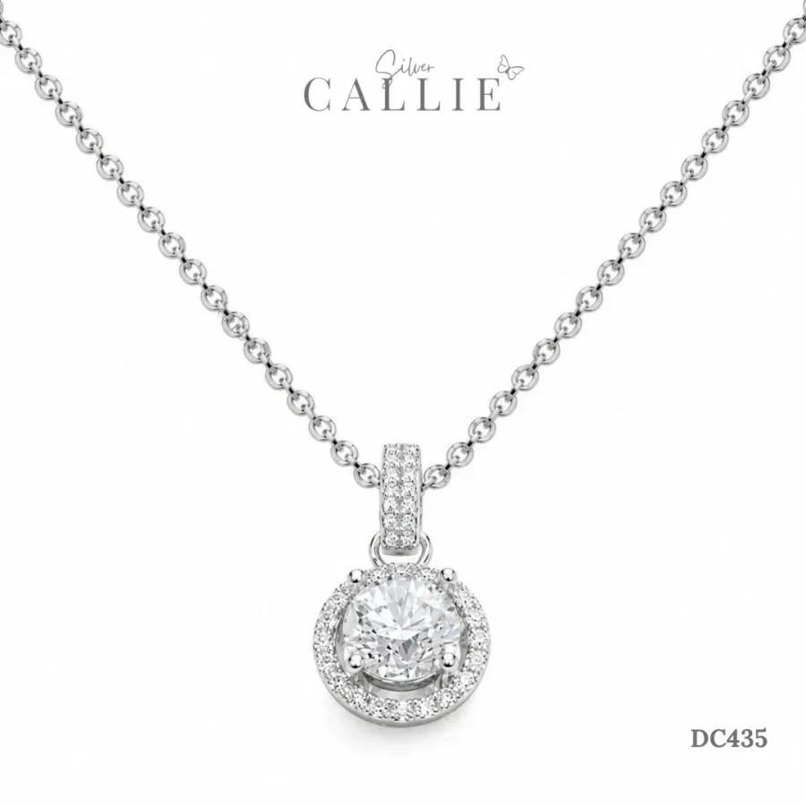 DC435 - Dây chuyền bạc Callie Silver Halo xi kim