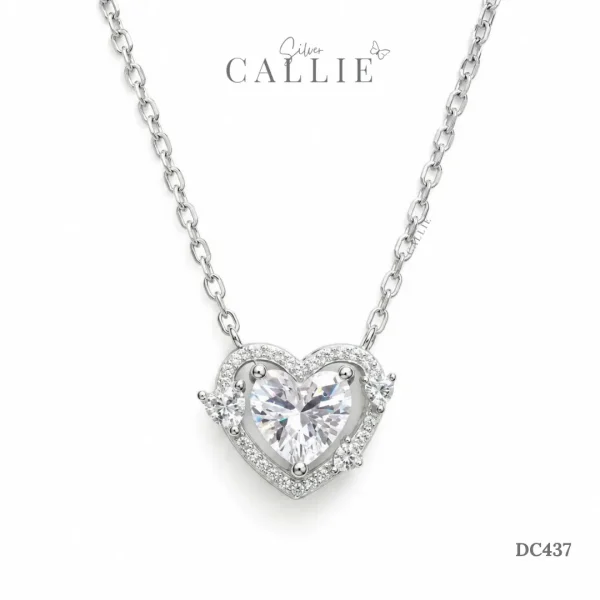 DC437 - Dây chuyền bạc Callie Silver trái tim đính đá xi kim