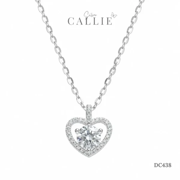DC438 - Dây chuyền bạc Callie Silver trái tim đính đá xi kim