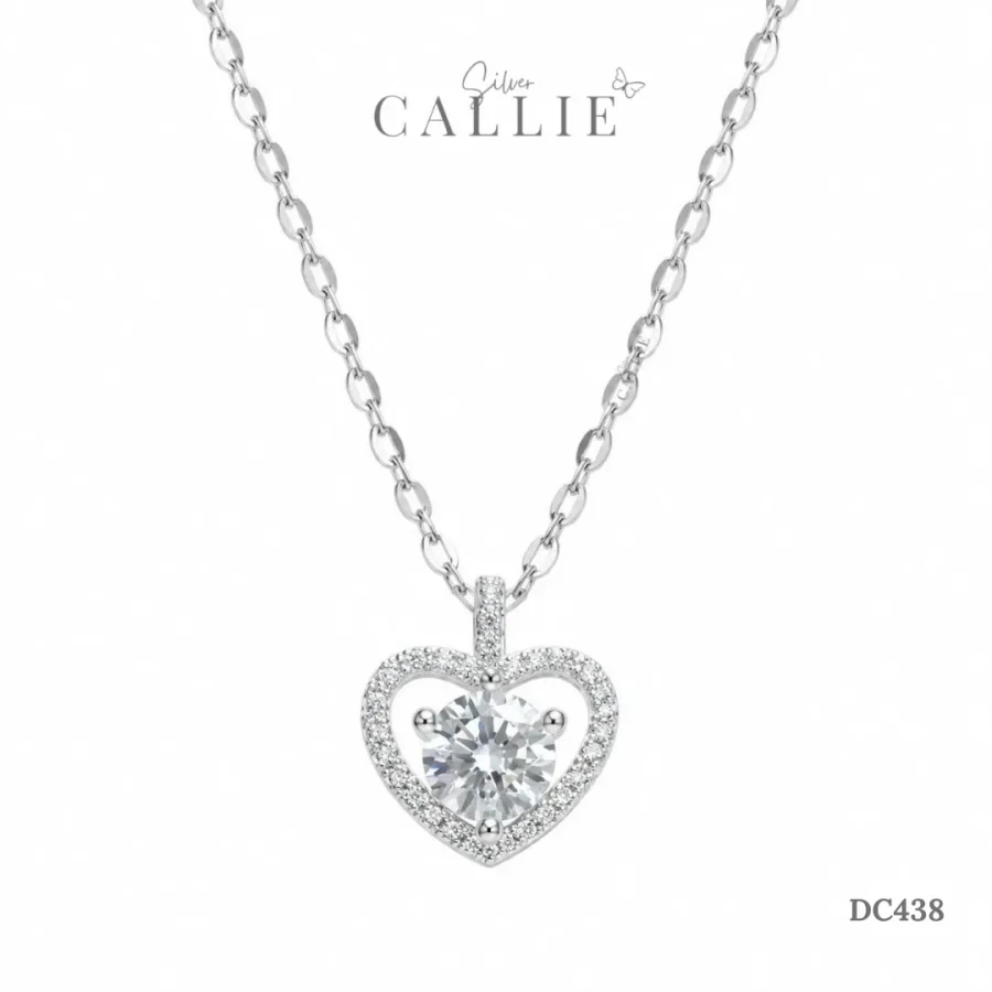 DC438 - Dây chuyền bạc Callie Silver trái tim đính đá xi kim
