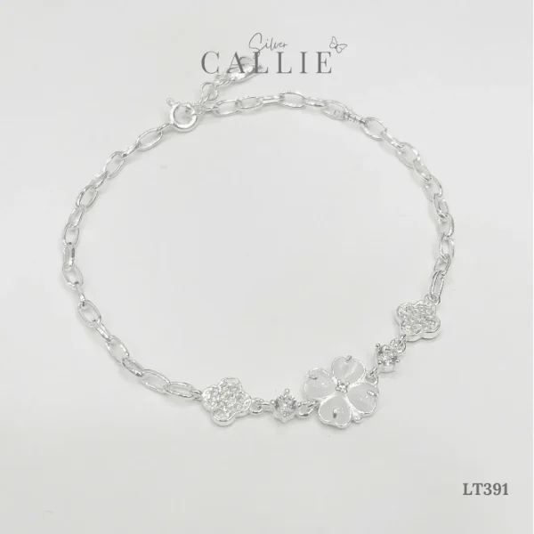 LT391 – Lắc tay bạc Callie Silver Cỏ 4 Lá Trắng