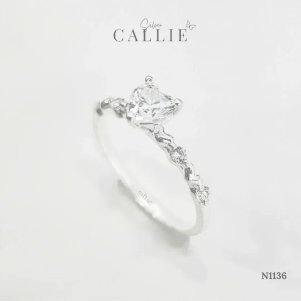 N1136 - Nhẫn Bạc Callie Silver Sweet Heart Solitaire