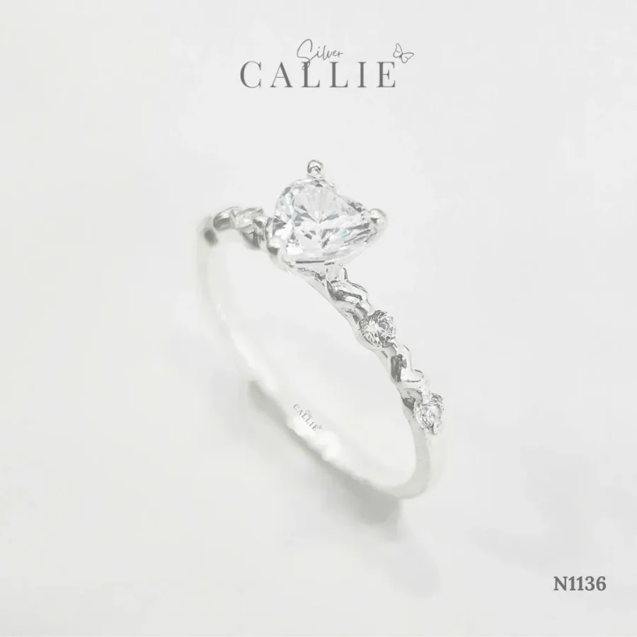 N1136 - Nhẫn Bạc Callie Silver Sweet Heart Solitaire