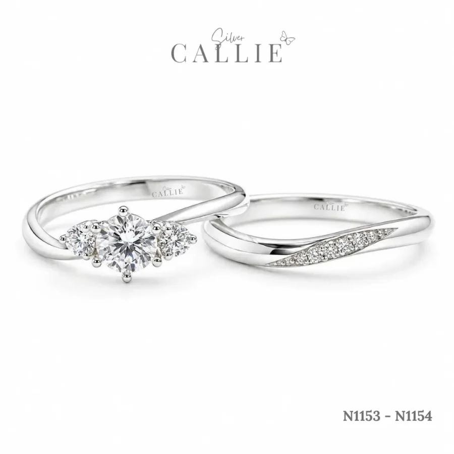 N1153 - N1154: Nhẫn bạc thiết kế Callie Silver Wave & Gem
