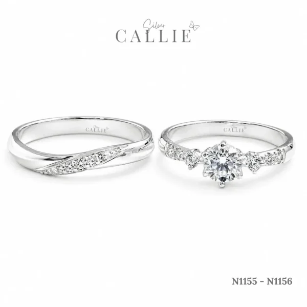 N1155 - N1156: Nhẫn bạc thiết kế Callie Silver Curved Trilogy