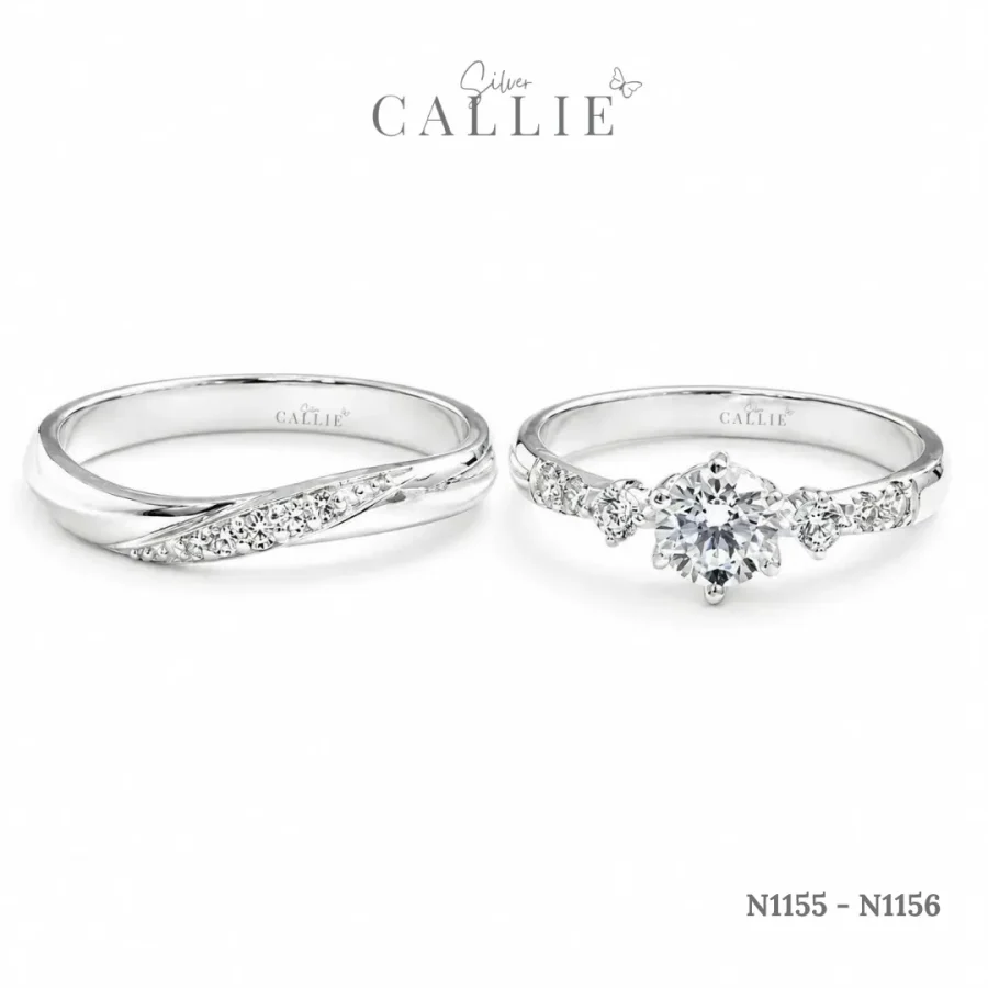 N1155 - N1156: Nhẫn bạc thiết kế Callie Silver Curved Trilogy
