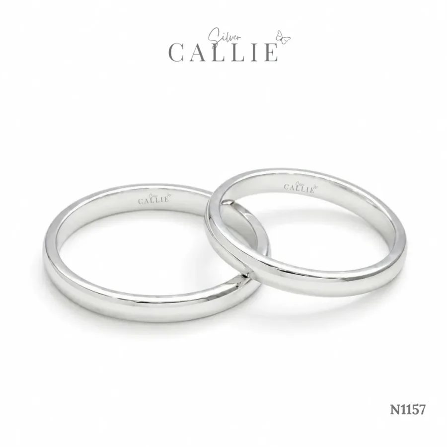 N1157 - Nhẫn bạc thiết kế Callie Silver Bo Trơn Bảng 2li5