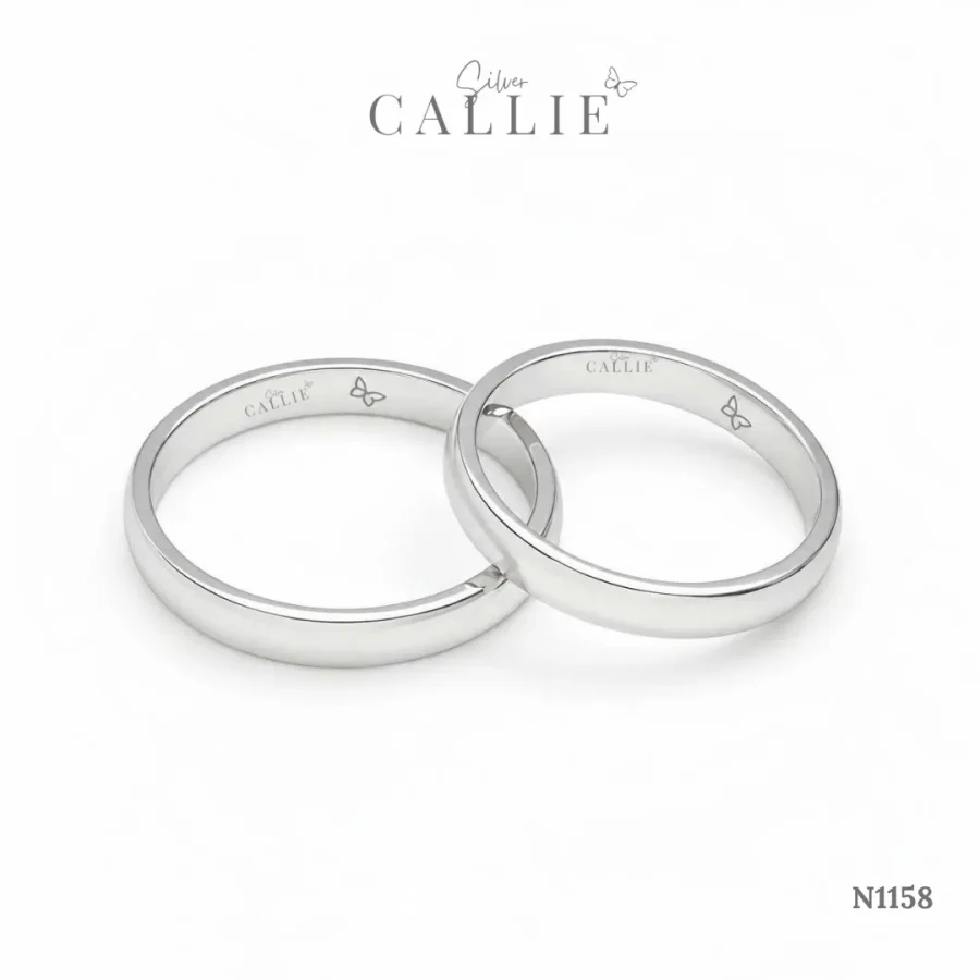 N1158 - Nhẫn bạc thiết kế Callie Silver Bo Trơn Bảng 3li