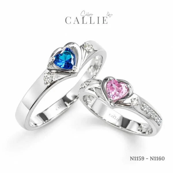 N1159 - N1160: Nhẫn bạc thiết kế Callie Silver Mặt Trái Tim